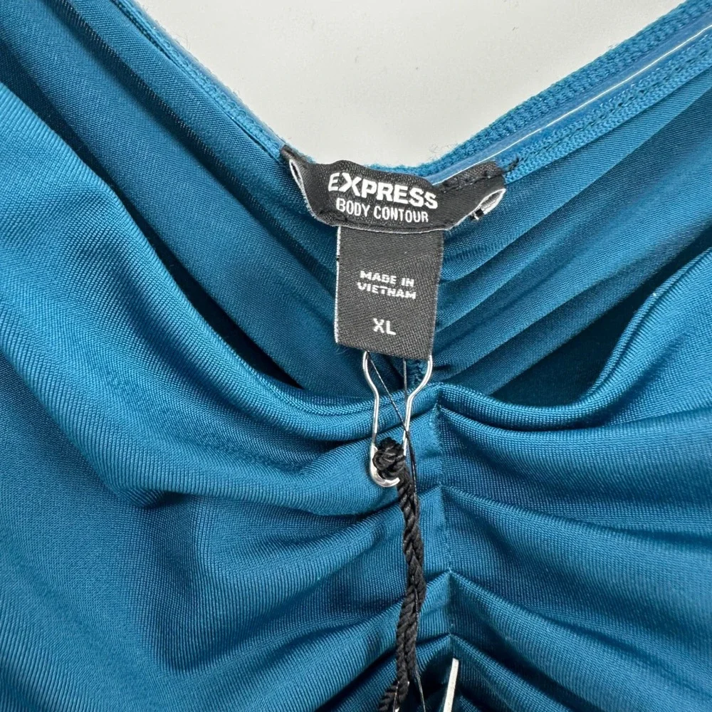 Express Body Contour Bodysuit Women XL Teal Ruched Compression Thong New - Picture 4 of 9